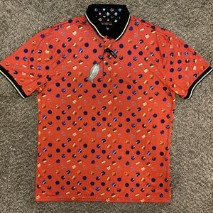 Deckmaster Men's Colourful Polka Dot Short Sleeve Crew Neck Red T-shirt Size L